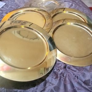 - Set of 4 Brass plates  made in Denmark